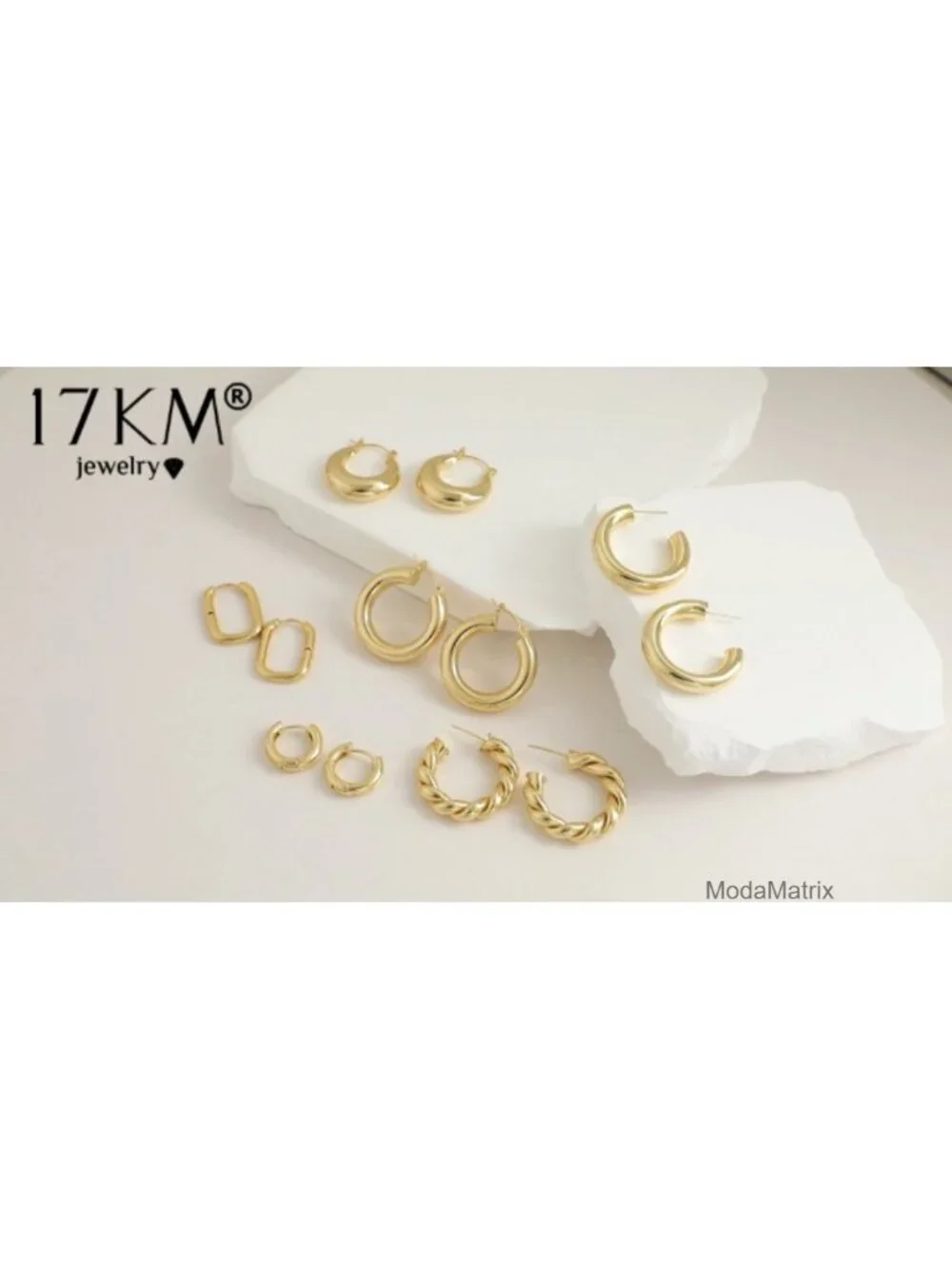 6 Pairs 14K Gold-plated Hoop Earrings Lightweight Hypoallergenic Set